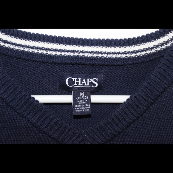 Chaps- Navy Blue V-neck Sweater Vest - Picture 2 of 6